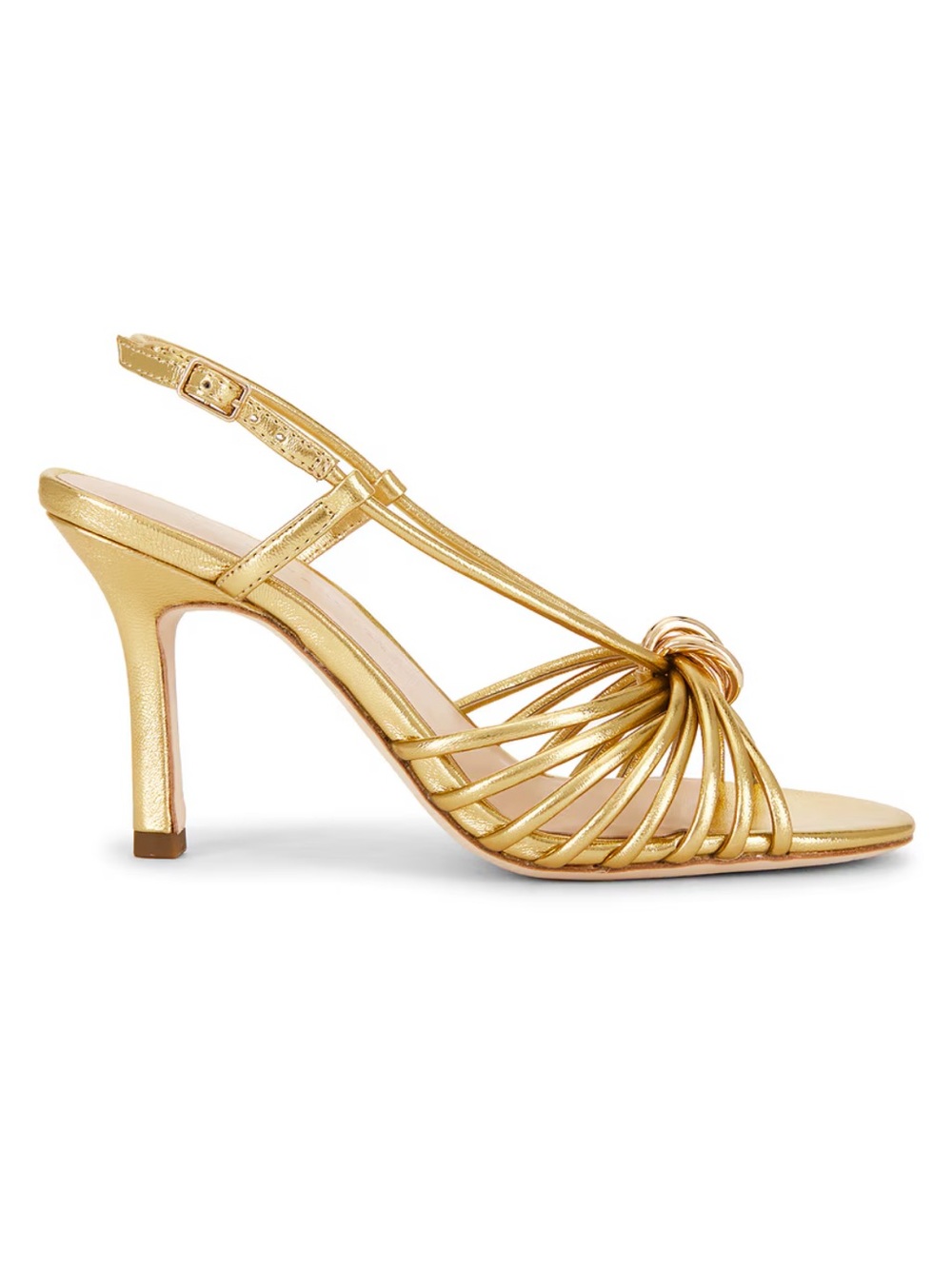 Loeffler Randall Mareka Strappy Heels Gold Metallic high heels shoes Revolve 6